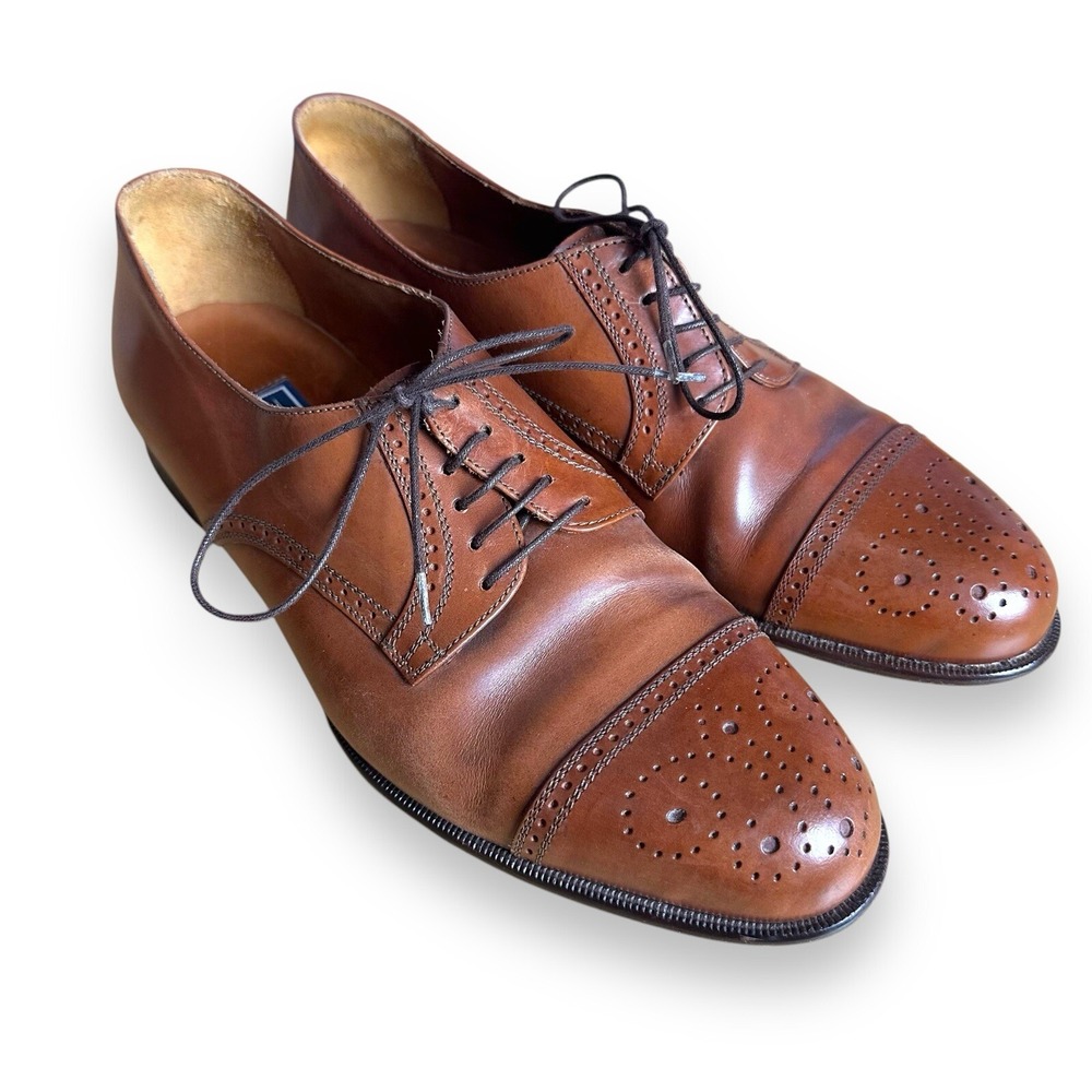 Bostonian Florentine Italy Brown Wingtip Size 9.5 M Men's Shoes Vero Cuoio